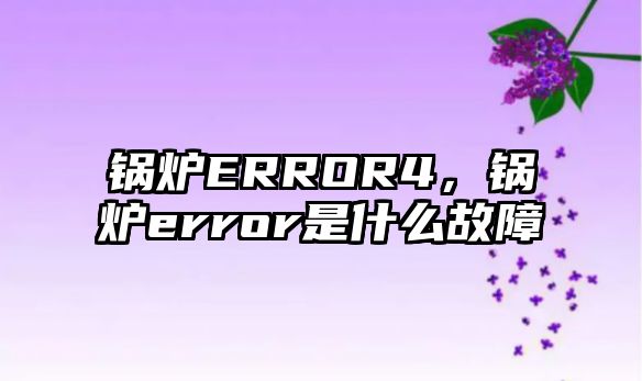 鍋爐ERROR4，鍋爐error是什么故障