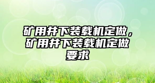 礦用井下裝載機(jī)定做，礦用井下裝載機(jī)定做要求