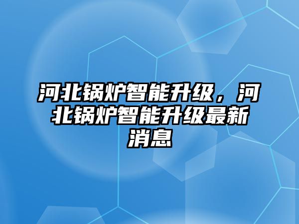 河北鍋爐智能升級(jí)，河北鍋爐智能升級(jí)最新消息