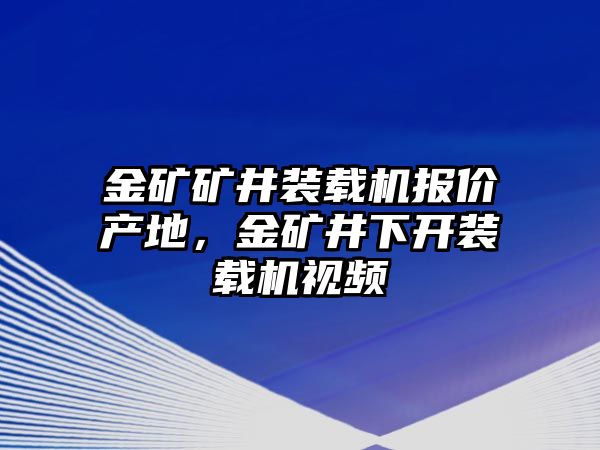 金礦礦井裝載機報價產(chǎn)地，金礦井下開裝載機視頻