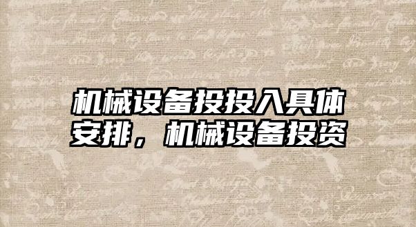 機械設(shè)備投投入具體安排，機械設(shè)備投資