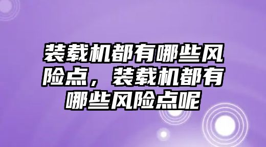 裝載機都有哪些風(fēng)險點，裝載機都有哪些風(fēng)險點呢