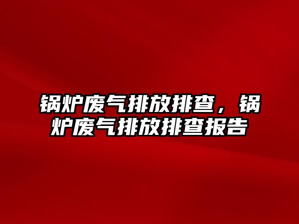 鍋爐廢氣排放排查，鍋爐廢氣排放排查報告