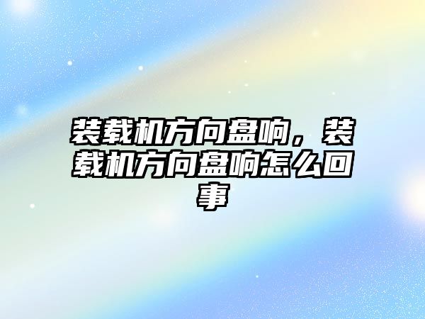 裝載機方向盤響，裝載機方向盤響怎么回事