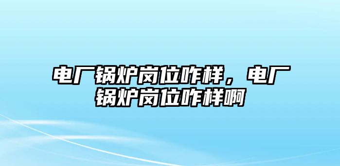 電廠鍋爐崗位咋樣，電廠鍋爐崗位咋樣啊