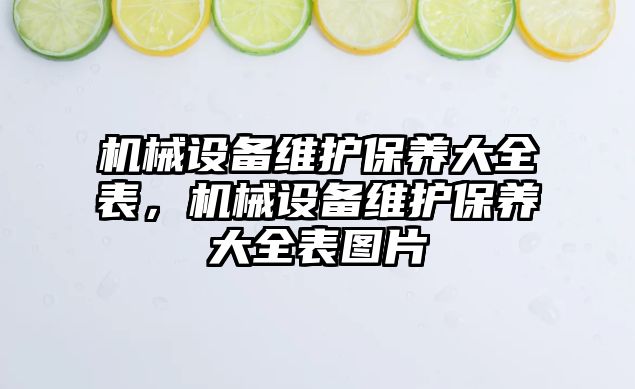 機械設備維護保養(yǎng)大全表，機械設備維護保養(yǎng)大全表圖片