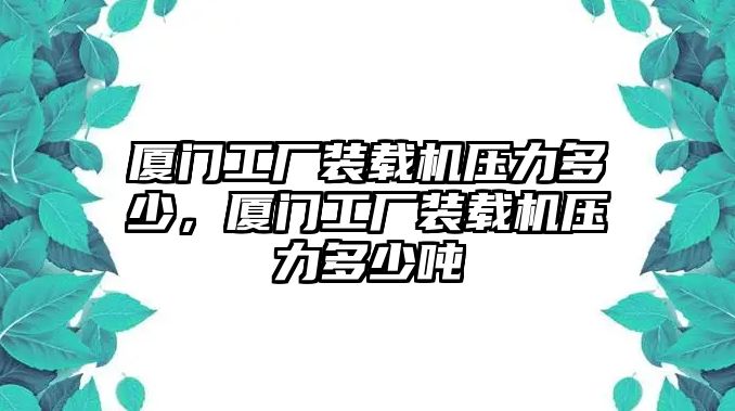 廈門工廠裝載機(jī)壓力多少，廈門工廠裝載機(jī)壓力多少噸