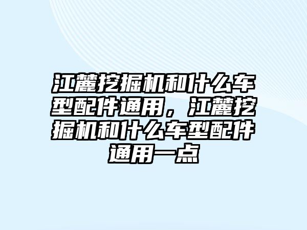 江麓挖掘機和什么車型配件通用，江麓挖掘機和什么車型配件通用一點