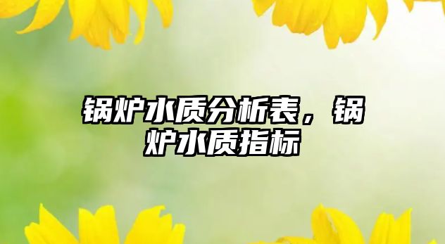 鍋爐水質(zhì)分析表，鍋爐水質(zhì)指標(biāo)