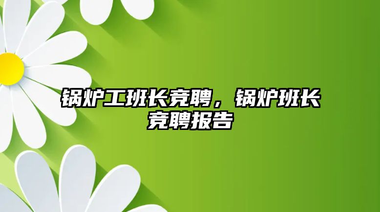 鍋爐工班長(zhǎng)競(jìng)聘，鍋爐班長(zhǎng)競(jìng)聘報(bào)告