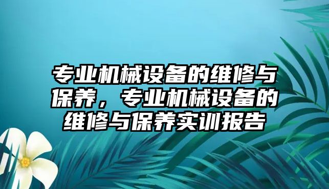 專業(yè)機械設(shè)備的維修與保養(yǎng)，專業(yè)機械設(shè)備的維修與保養(yǎng)實訓(xùn)報告