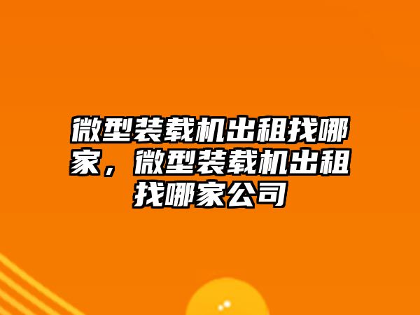 微型裝載機出租找哪家，微型裝載機出租找哪家公司