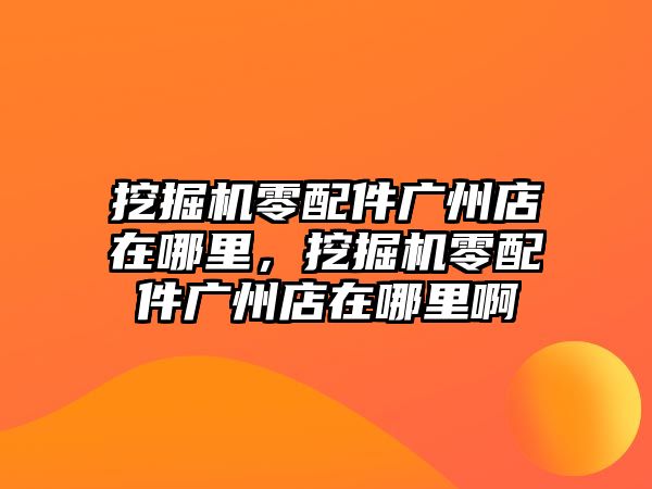 挖掘機(jī)零配件廣州店在哪里，挖掘機(jī)零配件廣州店在哪里啊