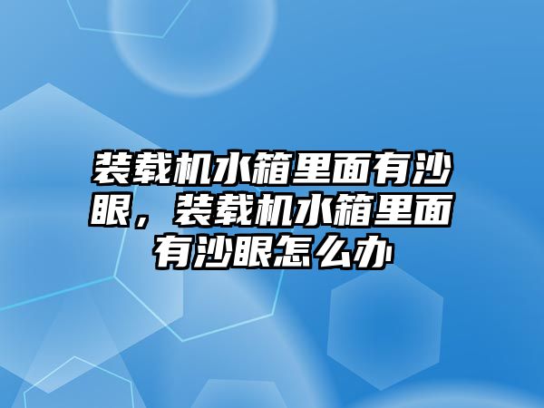 裝載機水箱里面有沙眼，裝載機水箱里面有沙眼怎么辦