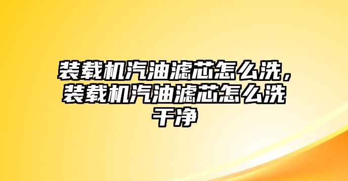 裝載機(jī)汽油濾芯怎么洗，裝載機(jī)汽油濾芯怎么洗干凈