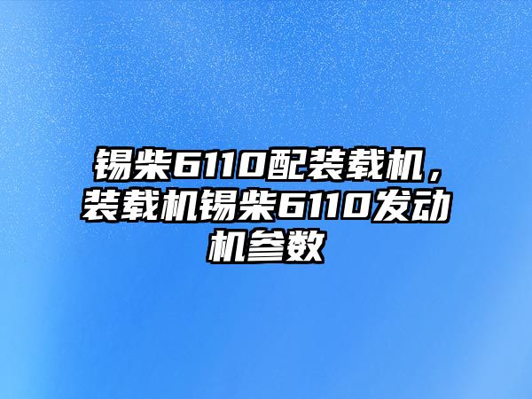 錫柴6110配裝載機(jī)，裝載機(jī)錫柴6110發(fā)動機(jī)參數(shù)