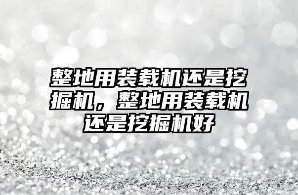 整地用裝載機還是挖掘機，整地用裝載機還是挖掘機好