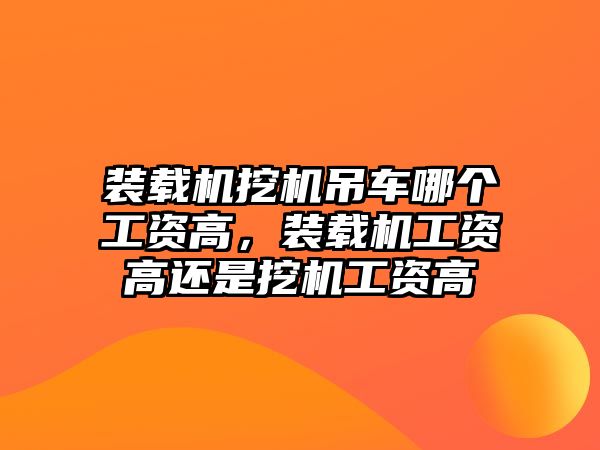 裝載機挖機吊車哪個工資高，裝載機工資高還是挖機工資高