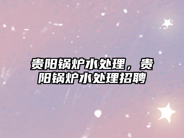 貴陽鍋爐水處理，貴陽鍋爐水處理招聘