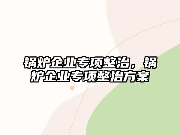 鍋爐企業(yè)專項(xiàng)整治，鍋爐企業(yè)專項(xiàng)整治方案