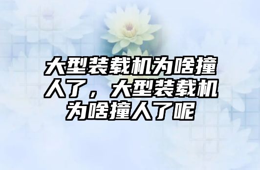 大型裝載機(jī)為啥撞人了，大型裝載機(jī)為啥撞人了呢