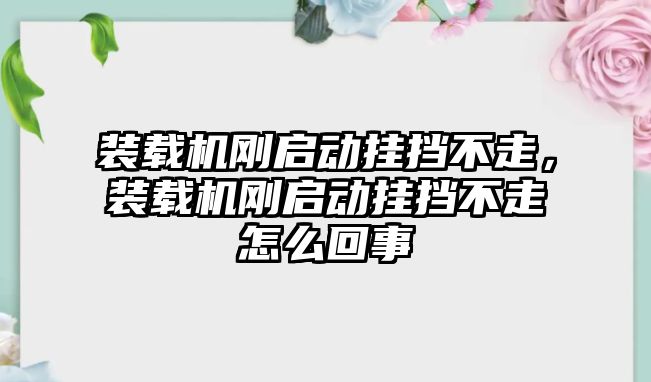 裝載機剛啟動掛擋不走，裝載機剛啟動掛擋不走怎么回事