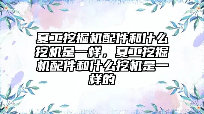 夏工挖掘機配件和什么挖機是一樣，夏工挖掘機配件和什么挖機是一樣的