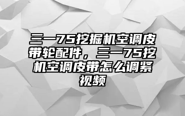 三一75挖掘機空調(diào)皮帶輪配件，三一75挖機空調(diào)皮帶怎么調(diào)緊視頻