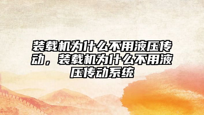 裝載機為什么不用液壓傳動，裝載機為什么不用液壓傳動系統(tǒng)