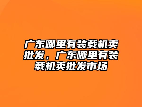 廣東哪里有裝載機賣批發(fā)，廣東哪里有裝載機賣批發(fā)市場