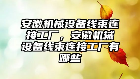 安徽機械設(shè)備線束連接工廠，安徽機械設(shè)備線束連接工廠有哪些