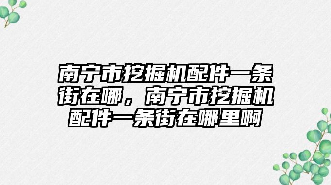 南寧市挖掘機配件一條街在哪，南寧市挖掘機配件一條街在哪里啊