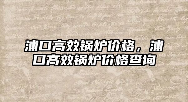 浦口高效鍋爐價格，浦口高效鍋爐價格查詢