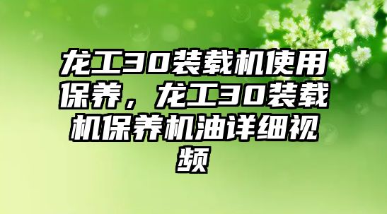 龍工30裝載機使用保養(yǎng)，龍工30裝載機保養(yǎng)機油詳細視頻