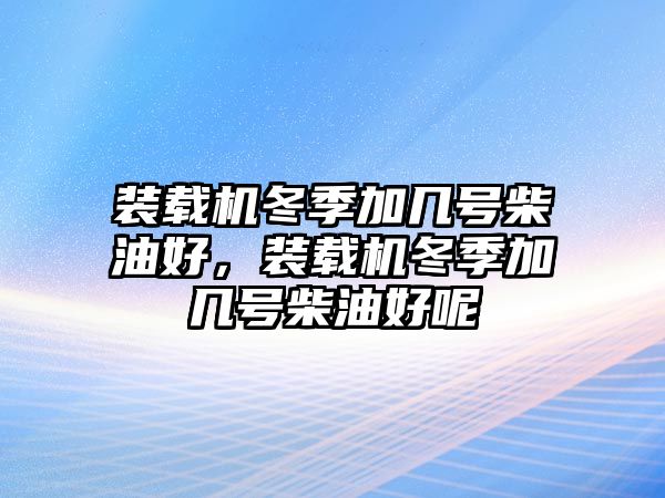 裝載機(jī)冬季加幾號柴油好，裝載機(jī)冬季加幾號柴油好呢