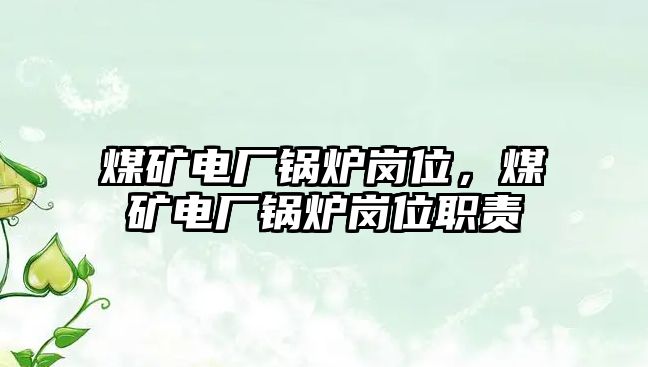 煤礦電廠鍋爐崗位，煤礦電廠鍋爐崗位職責(zé)